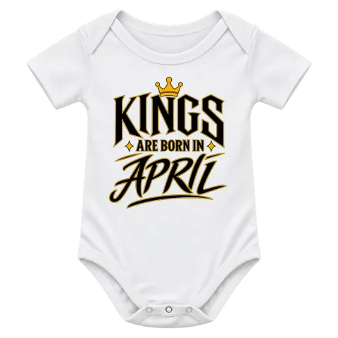 KINGS ARE BORN IN APRIL върху Боди — Бяло