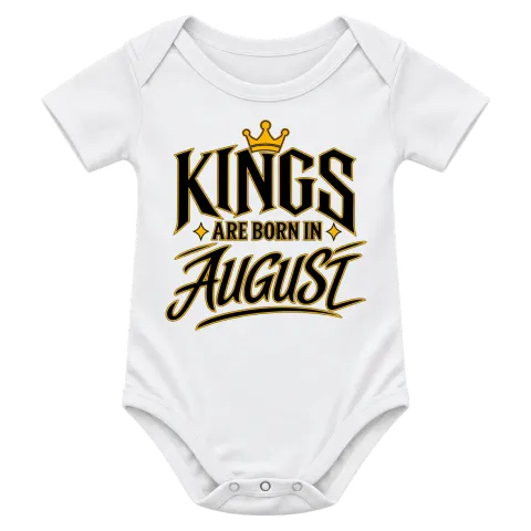 KINGS ARE BORN IN AUGUST върху Боди — Бяло
