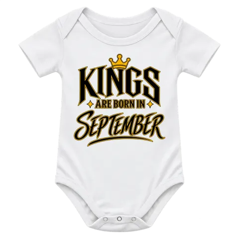 KINGS ARE BORN IN SEPTEMBER върху Боди — Бяло