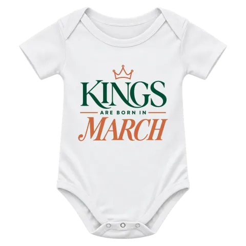 DA KINGS ARE BORN IN MARCH върху Боди — Бяло