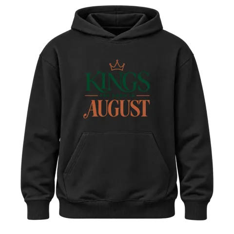 DA KINGS ARE BORN IN AUGUST върху Худи — Черно