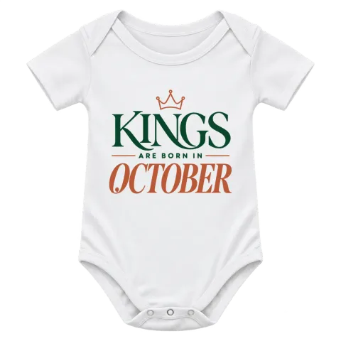 DA KINGS ARE BORN IN OCTOBER върху Боди — Бяло