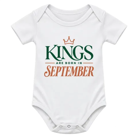 DA KINGS ARE BORN IN SEPTEMBER върху Боди — Бяло