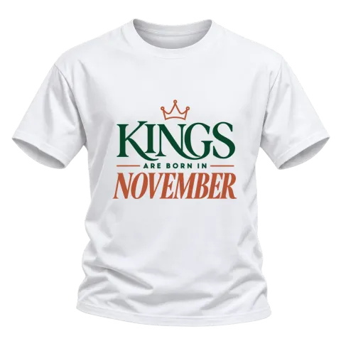 DA KINGS ARE BORN IN NOVEMBER върху Тениска — Бяло