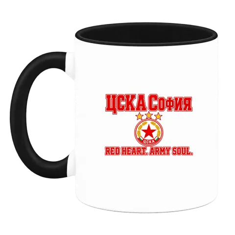 ЦСКА RED HEART ARMY SOUL върху Чаша — Черна