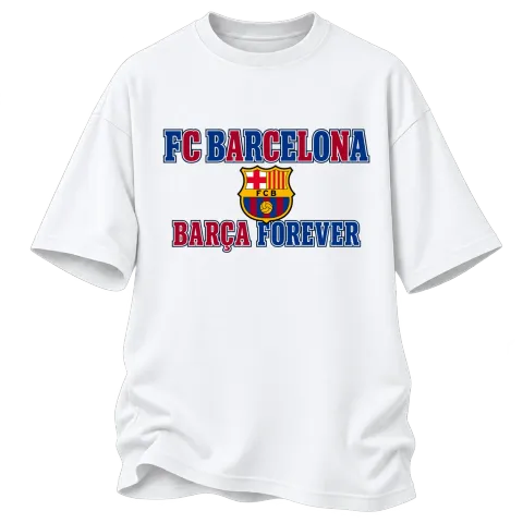 BARCELONA BARÇA FOREVER върху Овърсайз — Бяло
