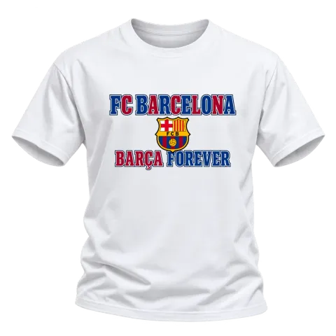BARCELONA BARÇA FOREVER върху Тениска — Бяло