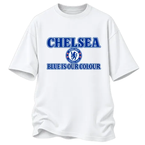 Челси Blue Is Our Colour върху Овърсайз — Бяло