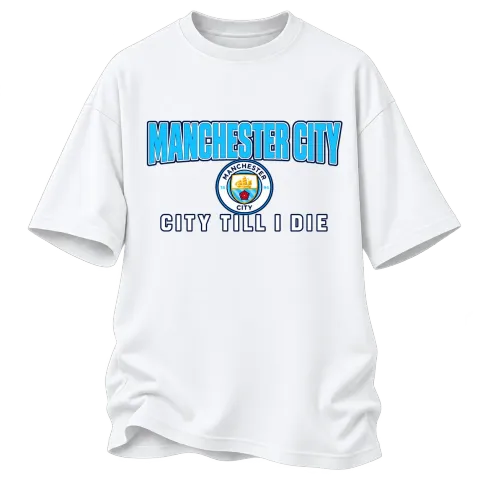 Манчестър Сити City Till I Die върху Овърсайз — Бяло