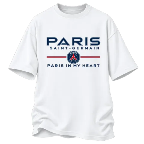 Paris Saint-Germain PARIS IN MY HEART върху Овърсайз — Бяло