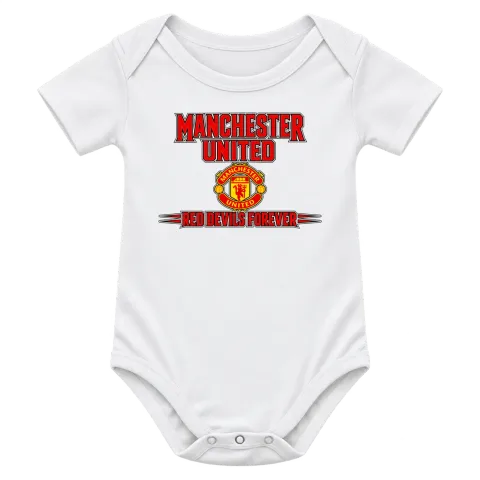 MANCHESTER UNITED RED DEVILS FOREVER върху Боди — Бяло
