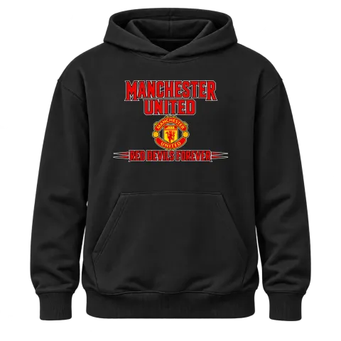 MANCHESTER UNITED RED DEVILS FOREVER върху Худи — Черно