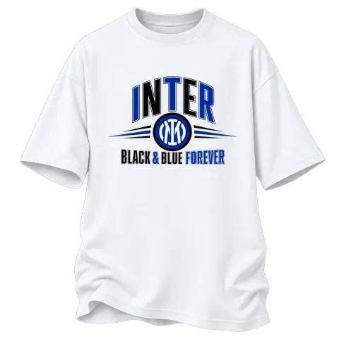 Интер Black & Blue Forever върху Овърсайз — Бяло