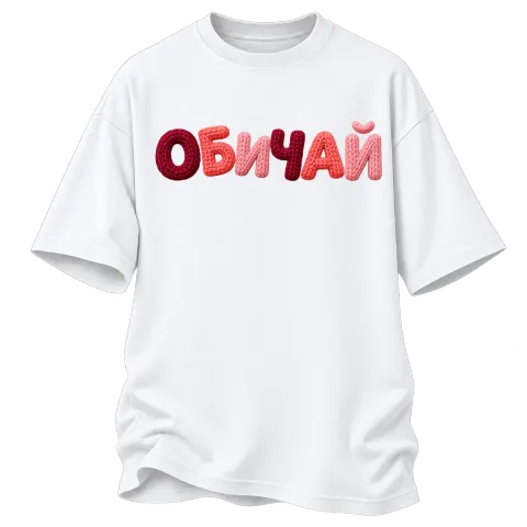 ОБИЧАЙ върху Овърсайз — Бяло