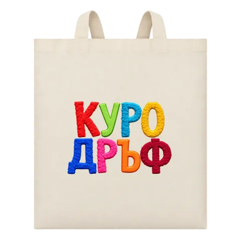 Куродръф с пухкави букви върху Чанта — Бежово