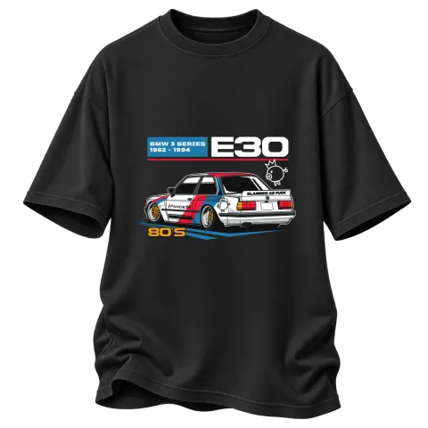 BMW E30 от 80-те върху Овърсайз — Черно
