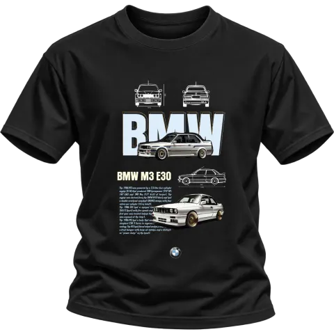 BMW E30 върху Тениска — Черно