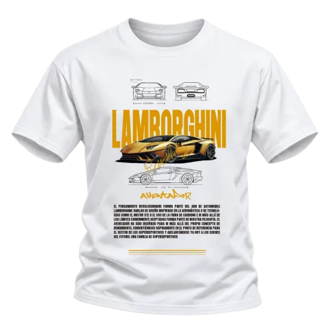 Lamborghini Aventador върху Тениска — Бяло