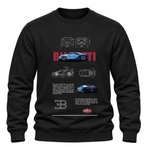 Bugatti графика на хиперавтомобил върху Блуза — Черно