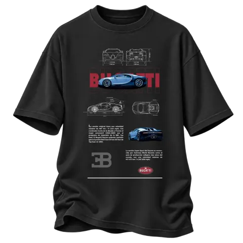 Bugatti графика на хиперавтомобил върху Овърсайз — Черно