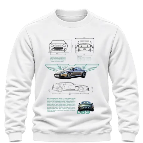 Aston Martin DBS технически план върху Блуза — Бяло