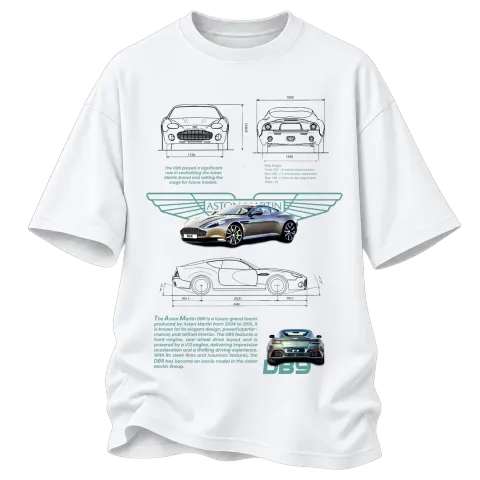 Aston Martin DBS технически план върху Овърсайз — Бяло
