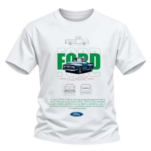Ford F-100 1956 Classic върху Тениска — Бяло