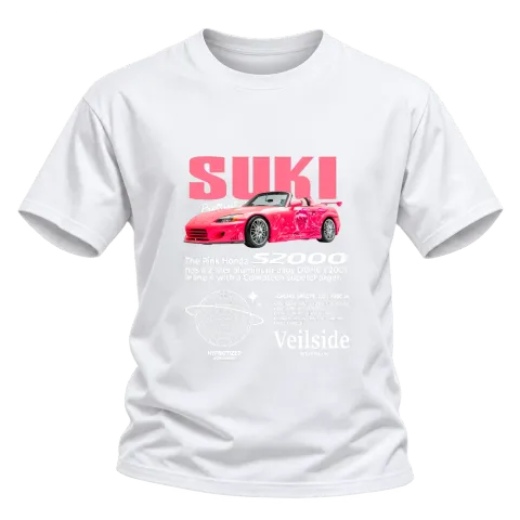 Розов Honda S2000 Silk върху Тениска — Бяло