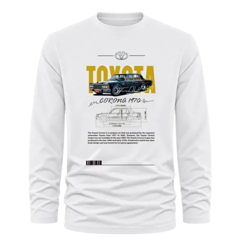 Toyota Corona 1970 върху Тениска с дълъг ръкав — Бяло