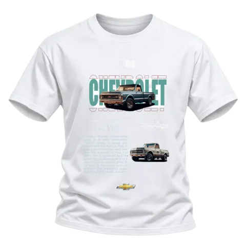 Chevrolet C-10 класика върху Тениска — Бяло