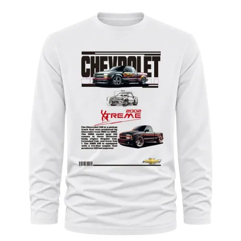 Chevrolet 2002 KREAME върху Тениска с дълъг ръкав — Бяло