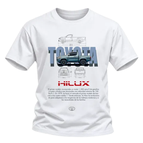 Toyota Hilux върху Тениска — Бяло