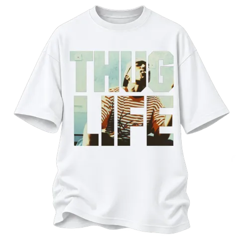 2Pac Thug Life върху Овърсайз — Бяло