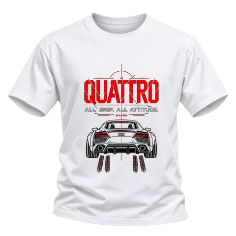 Audi Quattro All Grip върху Тениска — Бяло