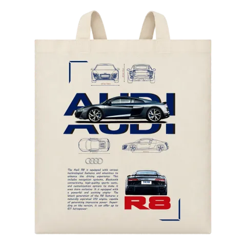 Audi R8 технически чертеж върху Чанта — Бежово