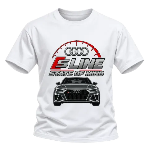 Audi S line State of Mind върху Тениска — Бяло