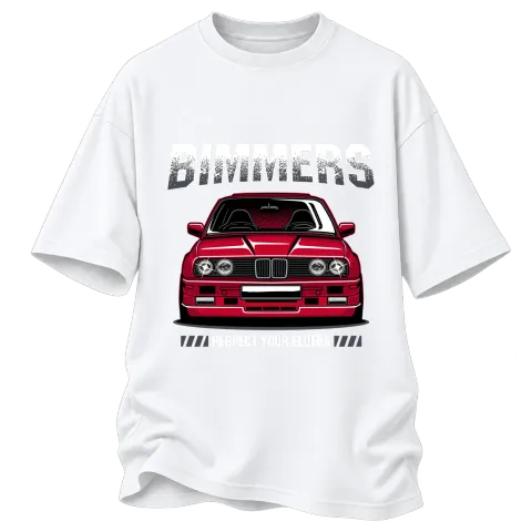BMW Bimmers Respect Your Elders върху Овърсайз — Бяло