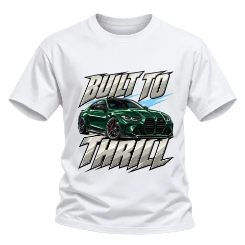 BMW Built to Thrill върху Тениска — Бяло