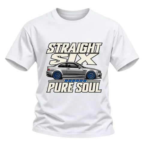 BMW E46 Straight Six Pure soul върху Тениска — Бяло