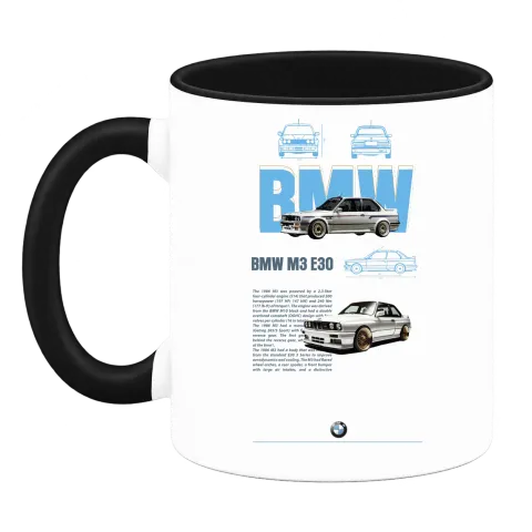 BMW M3 E30 класика върху Чаша — Черна