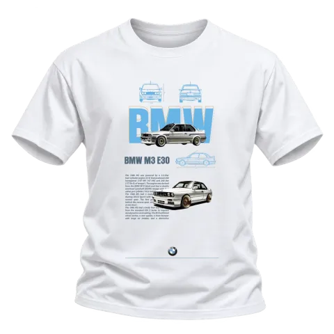 BMW M3 E30 класика върху Тениска — Бяло