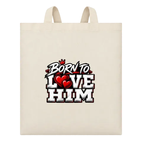 Born to Love Him върху Чанта — Бежово