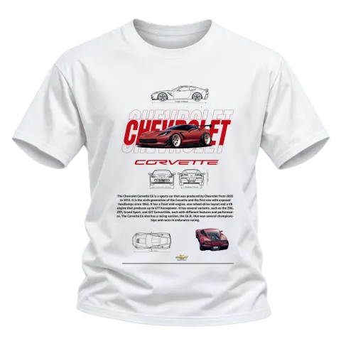 Chevrolet Corvette класика върху Тениска — Бяло
