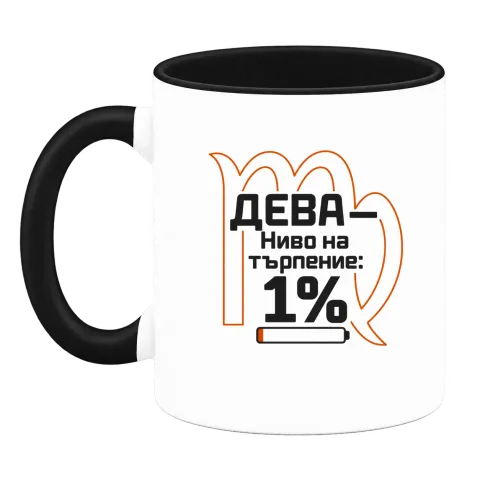 Дева с ниво на търпение 1% върху Чаша — Черна
