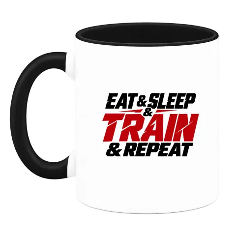 eat and sleep TRAIN and repeat върху Чаша — Черна
