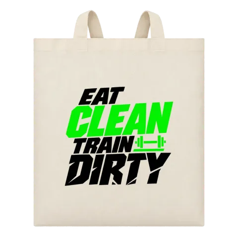 eat CLEAN train dirty върху Чанта — Бежово