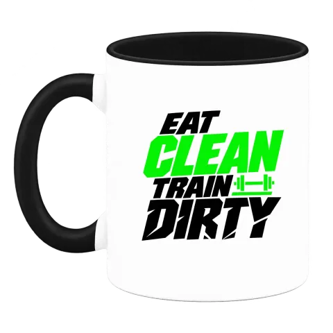 eat CLEAN train dirty върху Чаша — Черна