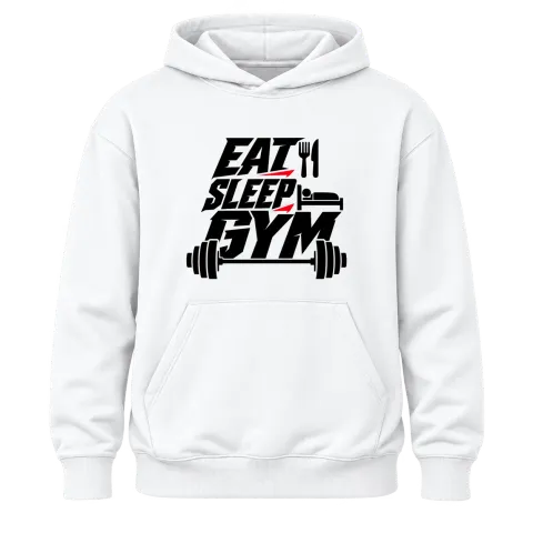 fat sleep gym върху Худи — Бяло