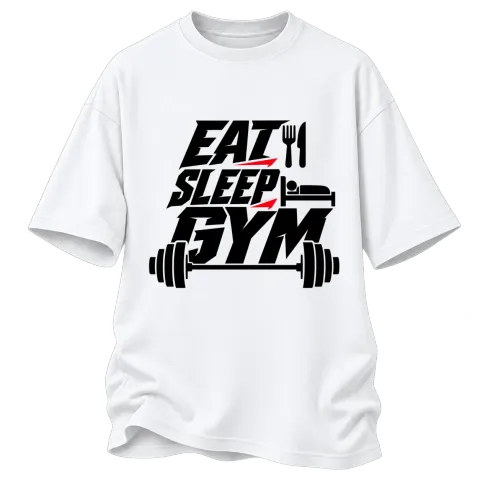 fat sleep gym върху Овърсайз — Бяло