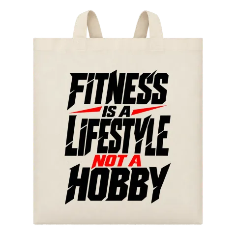 finess is a lifestyle not a hobby върху Чанта — Бежово